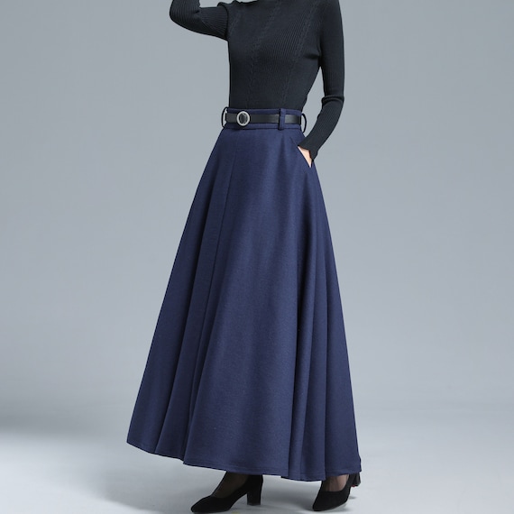 High Waist Wool Maxi Skirt Women 3140 High Waist Wool Maxi Skirt Women 3140