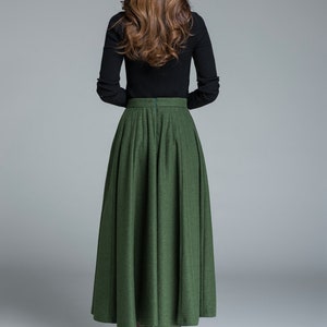 50s Green Long Wool Skirt, Wool Circle Skirt, Vintage Inspired Pleated Long Skirt, High Waist Skirt, Swing Skirt, Autumn Winter skirt 1641 image 6