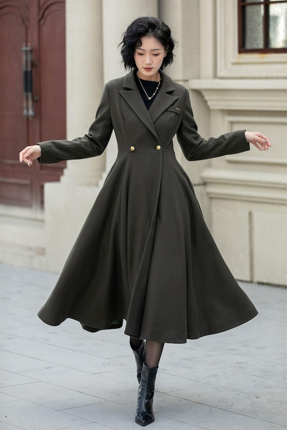 Gray Military swing wool coat for winter 1063# Gray Military swing wool coat for winter 1063#