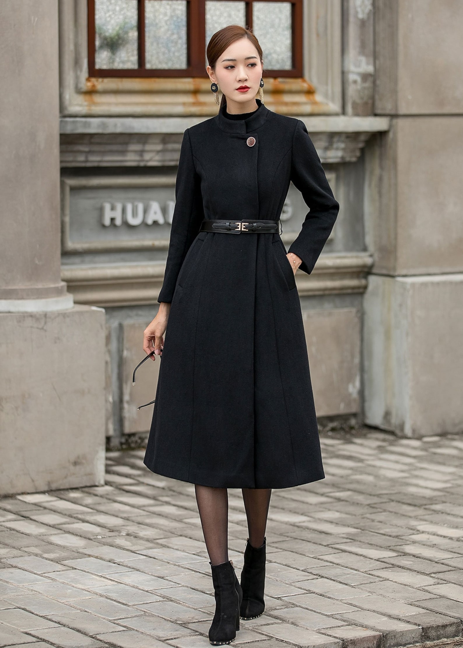 Minimalist Blazer Collar Woolen Long Coat main image 0