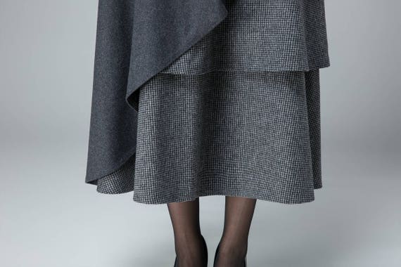 layered maxi wool skirt, Party skirt 1833# layered maxi wool skirt, Party skirt 1833#