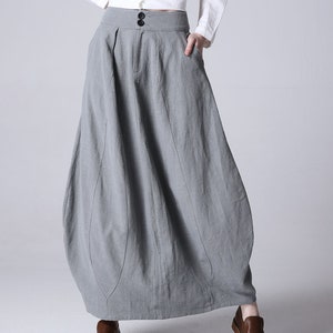 Linen Skirt, Linen Midi Skirt With Pockets, High Waisted Skirt, Women ...