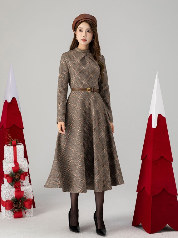 Vintage Inspired Plaid Wool Dress 4616 Vintage Inspired Plaid Wool Dress 4616