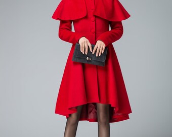 アシンメトリープリンセスウールコート、ビクトリアンウール