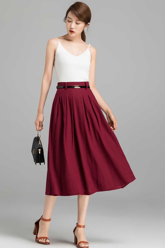 Vintage Inspired Navy Pleated Swing Skirt 2776 Vintage Inspired Navy Pleated Swing Skirt 2776