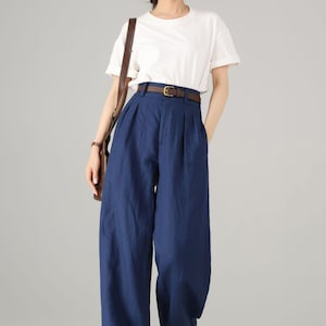 Wide Leg Blue Palazzo Linen pants 5758 Wide Leg Blue Palazzo Linen pants 5758