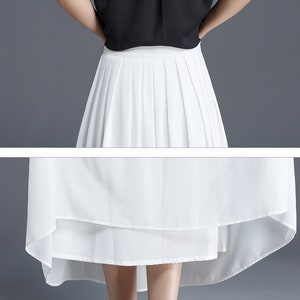 Women's White Chiffon Midi Skirt, Soft Pleated Chiffon Skirt, A Line Summer Skirt, High Waist Skirt, Daily/Travel/Party Handmade Skirt 2901 image 8