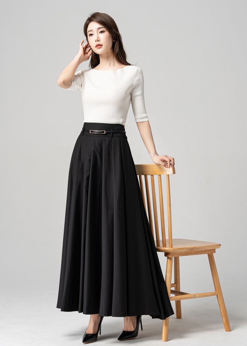 Black Swing Skirt Pleated Maxi Skirt Womens Long Skirt - Etsy