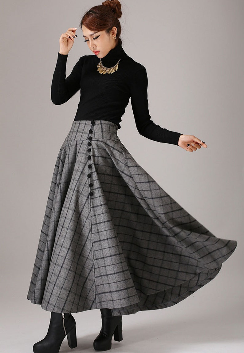 Jupe en laine ?� carreaux jupe dhiver jupe longue jupe | Etsy