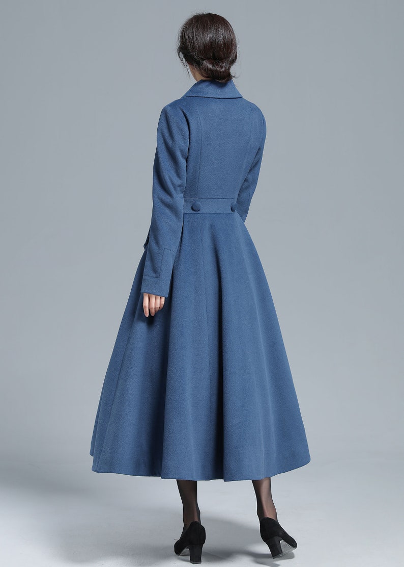 Vintage Inspired Long Wool Princess Coat Women, Fit and Flare Coat, Autumn Winter Outwear, Trench Coat, Double Breasted Coat, Xiaolizi 3127 image 5