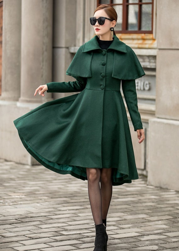 1950s Inspired Long Wool Coat Women, Fit and Flare Coat, Warm