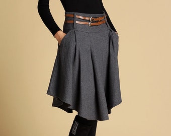 wool skirt, womens skirts, skater skirt, mini skirt, pleated skirt, winter skirt, skirt with pockets, custom skirt, gift ideas 359