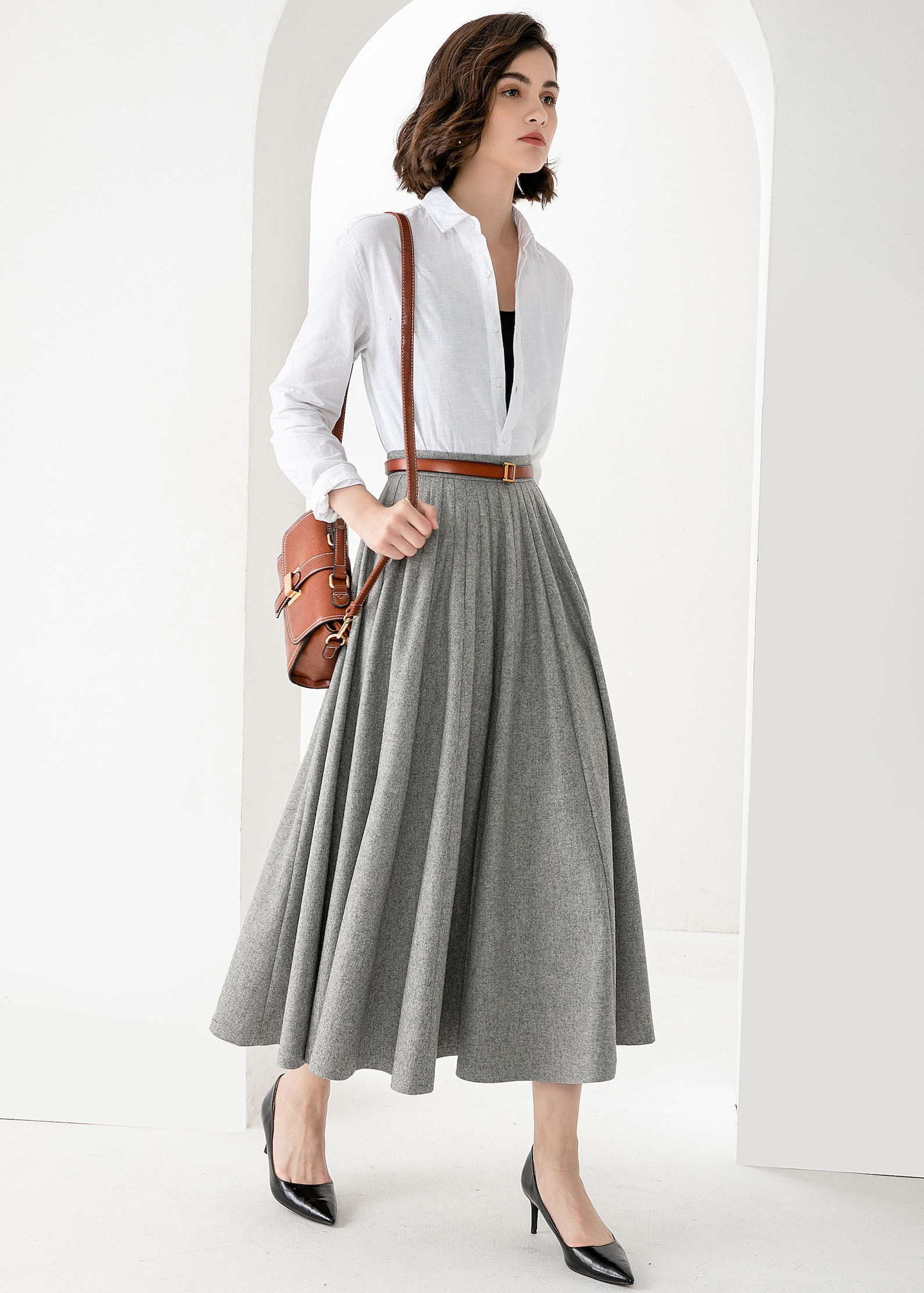 Grey Fringed Skirt Wool & Mohair Basket main image 1