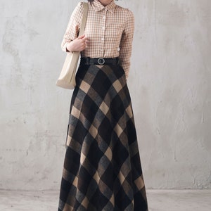 Tartan Long Wool Skirt Women, Wool Maxi Skirt, Plaid Wool Skirt, High Waist Flared Skirt, 1940s A Line Skirt, Warm Autumn Winter Skirt 3108 3-plaid 3108