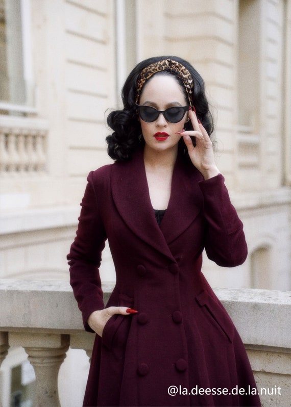 black vintage wool coat womens winter warm jacket 1824# black vintage wool coat womens winter warm jacket 1824#