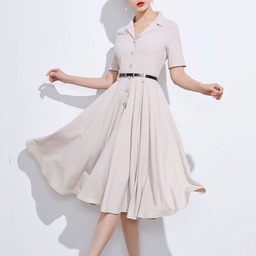 stop and flare shirt dress Sleeveless Fit-and-Flare Shirt Dress – Luxeire main image 1
