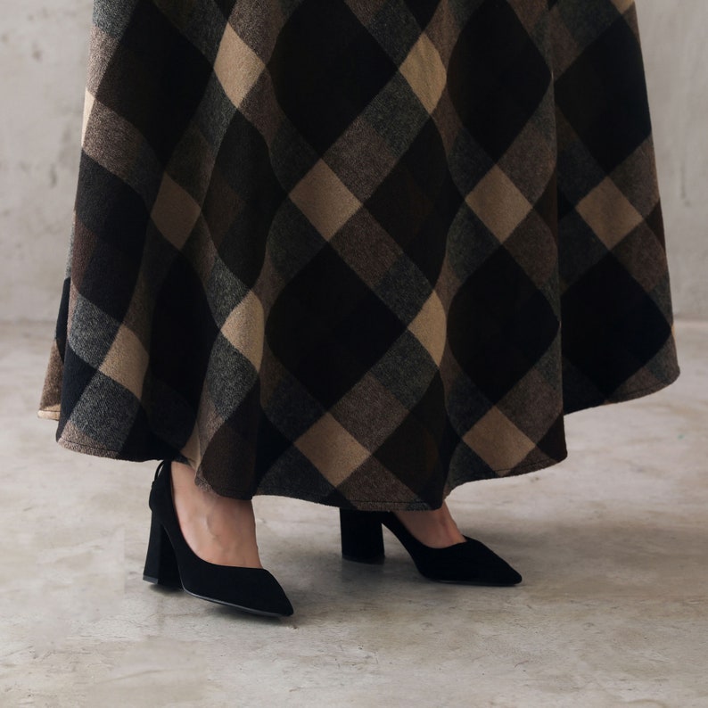 Tartan Long Wool Skirt Women, Wool Maxi Skirt, Plaid Wool Skirt, High Waist Flared Skirt, 1940s A Line Skirt, Warm Autumn Winter Skirt 3108 image 6