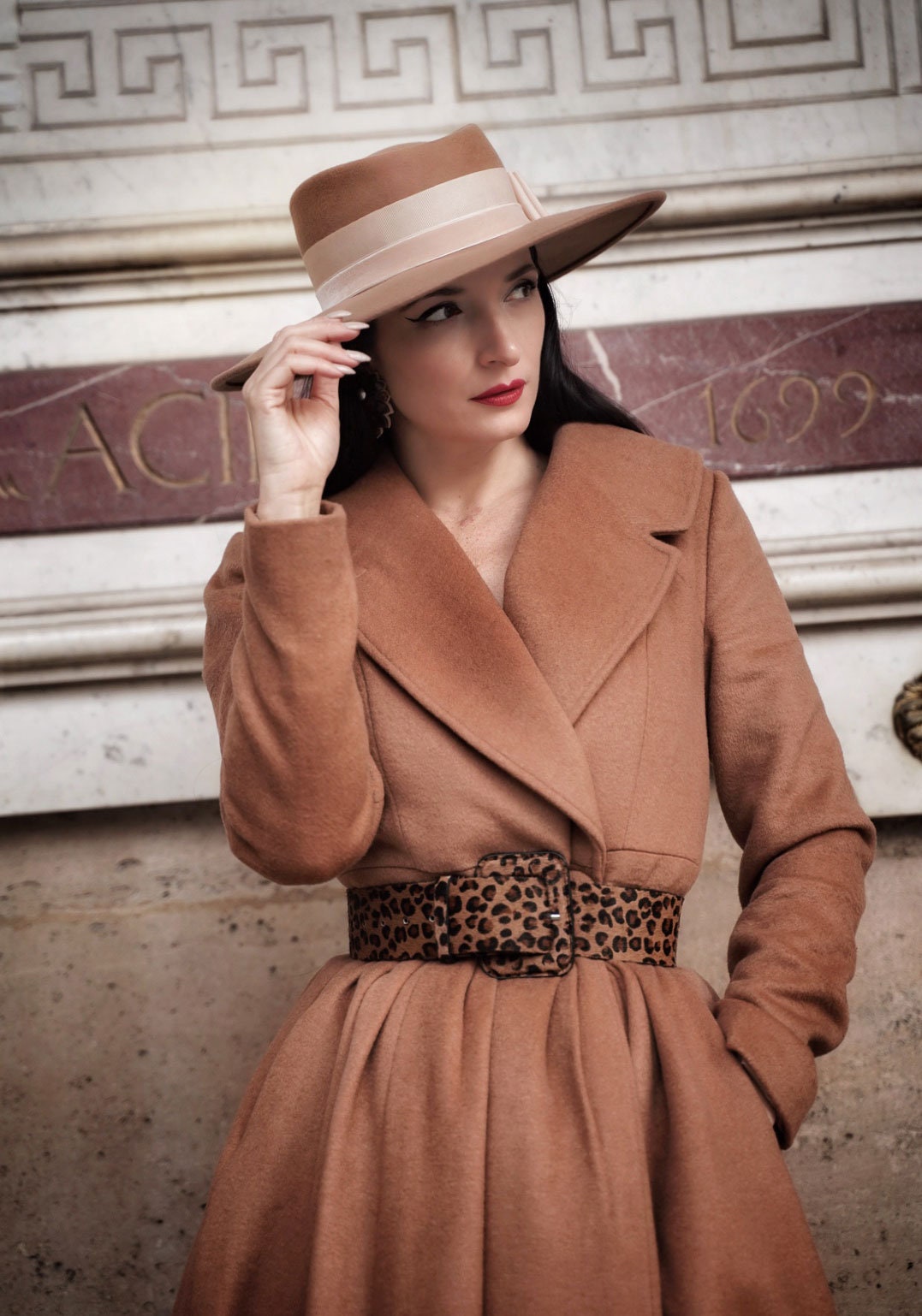 ジャケット・アウター Boudoir 50s- Brown Wool Swing Coat Handmade 1950s Double Breasted Long Wool Swing Coat 3239