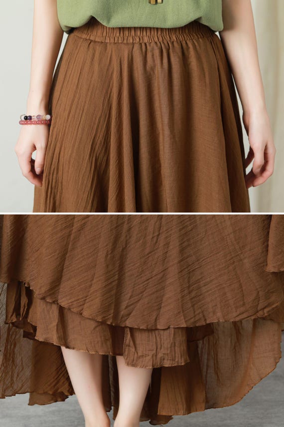 Jupe évasée Marron Avec Dentelles Et Ceinture - Taille 38 (M) - Occasion Très Bon état