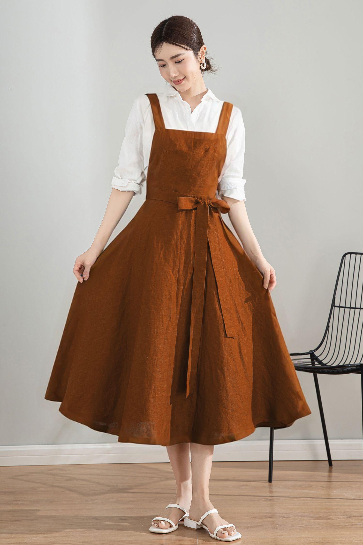 ハンドメイド❣️linenエプロン fog linen work リネンフルエプロン グレーホワイトストライプ