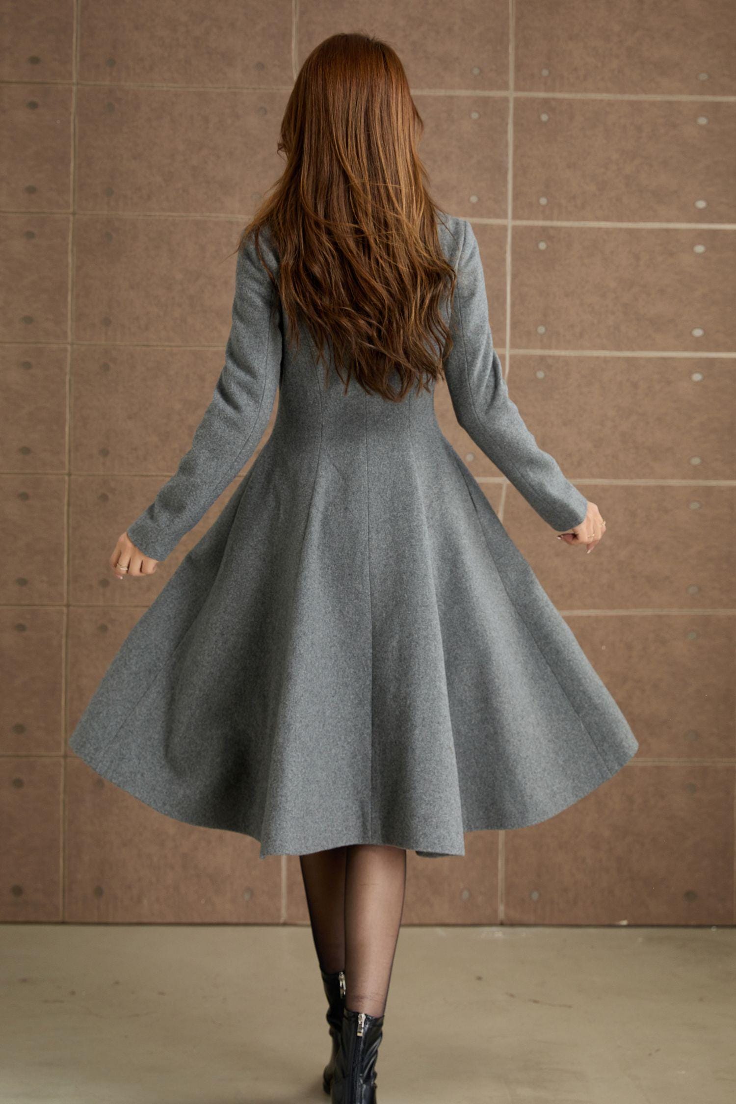 Grey Wool Coat, Womens Wool Coat, Swing Coat, Winter Wool Coat