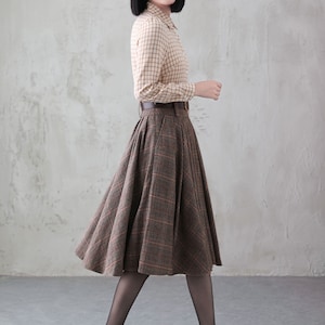 Midi Wool Skirt, Wool Plaid Skirt, Winter Circle Wool Skirt, Swing Skirt, A-Line Midi Skirt, High Waist wool Skirt, Handmade Skirt 3839 image 5