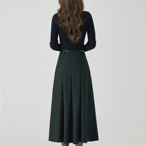 Midi Wool Skirt, Pleated Wool Skirt, Dark Green Skirt with Pockets, Womens Swing Skirt, Autumn Winter Skirt, Custom Skirt, Xiaolizi 4532 image 5