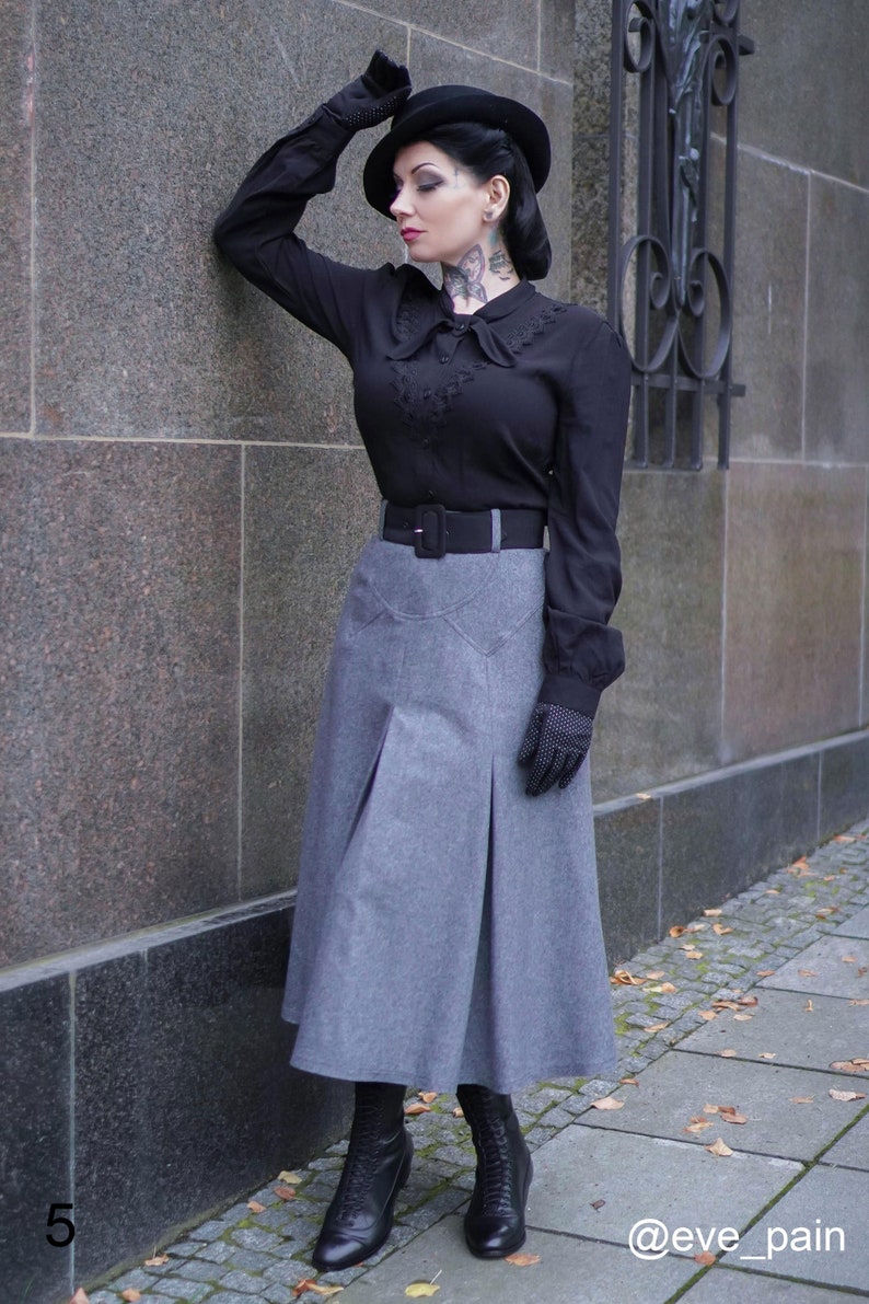 Midi wool skirt, Red midi skirt, office skirt, High waist skirt, Long wool skirt, A Line skirt, romantic skirt, ladies skirts, Xiaolizi 1834 5-gray