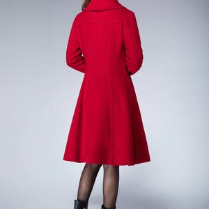 peacoat women, coat jacket, wool coat, red coat, winter jacket, minimalist coat, short coat, warm coat, womens coats, handmade coat 1862 image 6