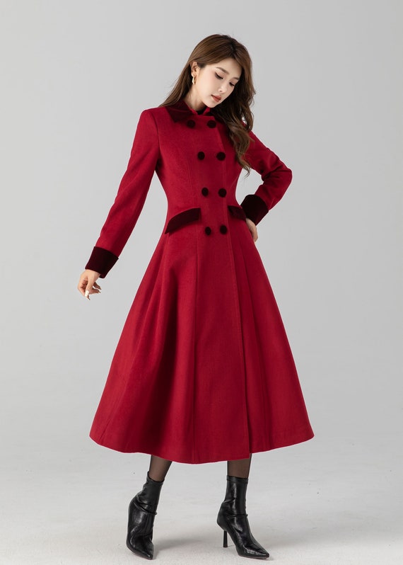 Double breasted swing winter long wool coat 4671 Double breasted swing winter long wool coat 4671