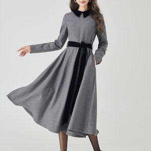 Gray Swing Fit and Flare Wool Dress 4524 Gray Swing Fit and Flare Wool Dress 4524