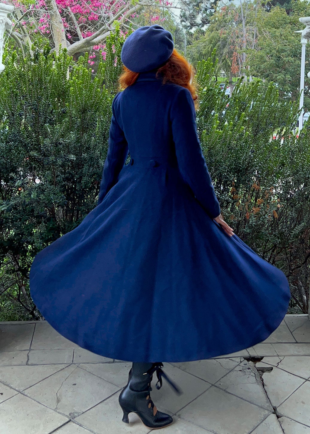 Wool Coat, Blue Long Wool Coat, Womens Warm Winter Coat