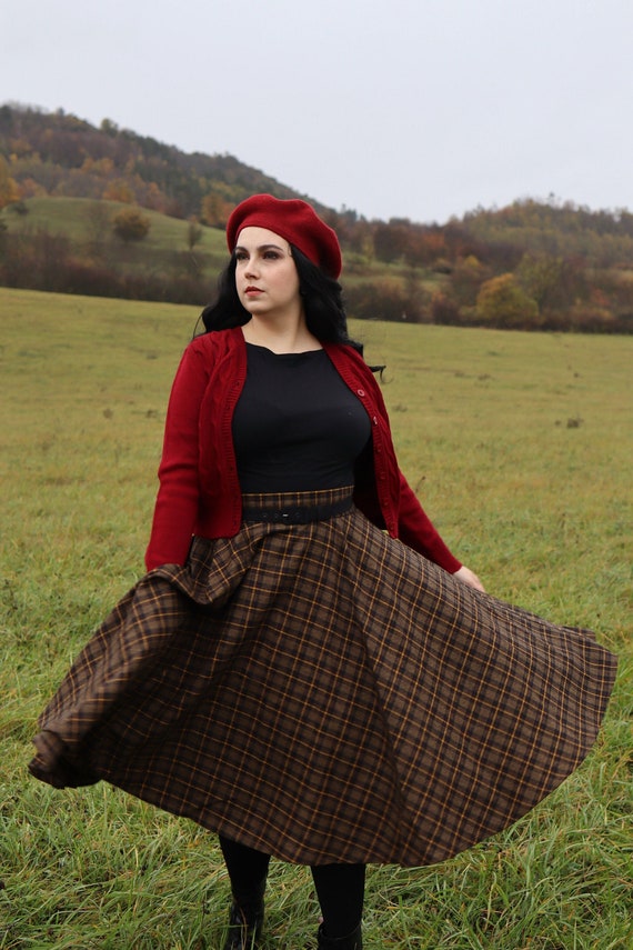 Midi Plaid Swing Winter Wool Skirt 4727 Midi Plaid Swing Winter Wool Skirt 4727