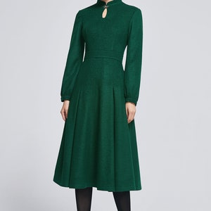 Vintage Inspired Wool Dress Green Dress for Women Midi Dress - Etsy
