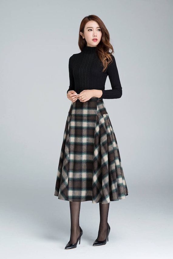 Tartan A Line Midi Wool Skirt, 1950'S Women Vintage Inspired Wool Plaid  Skirt, Winter Skirt Women, Long Plaid Skirt, Womens Skirt 1626 -  Canada