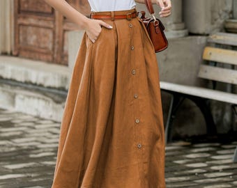Jupe Karen Millen Orange Avec Boutons Et Ceinture - Taille 8 - Longueur 25 Pouces - Occasion Bon état