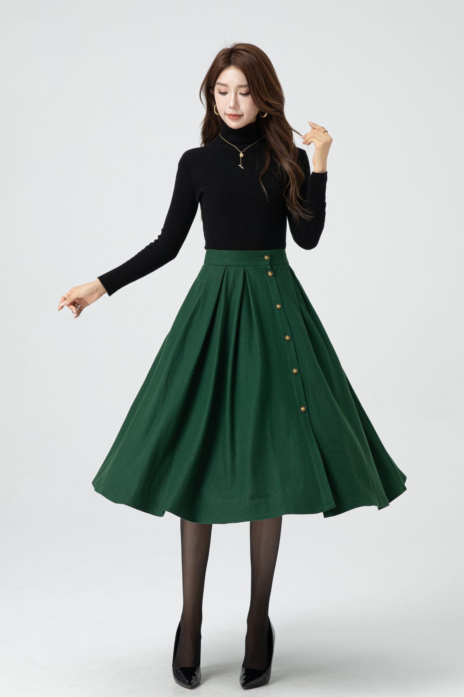 スカート Wool Midi Skirt Wool Skirt, Midi Skirt, Winter Skirt Women, A Line Skirt