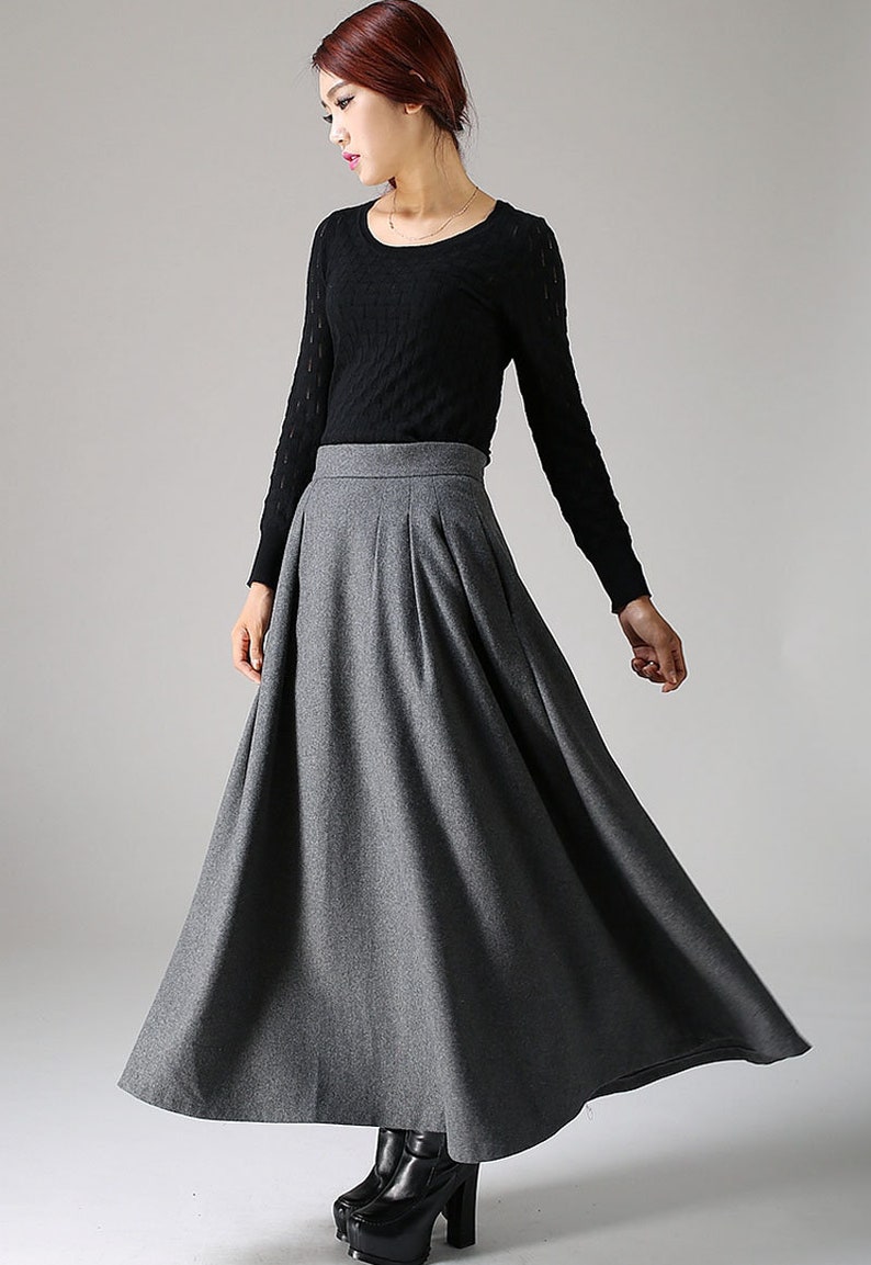 Wool Skirt A Line Maxi Skirt Winter Skirt Women Long Wool - Etsy
