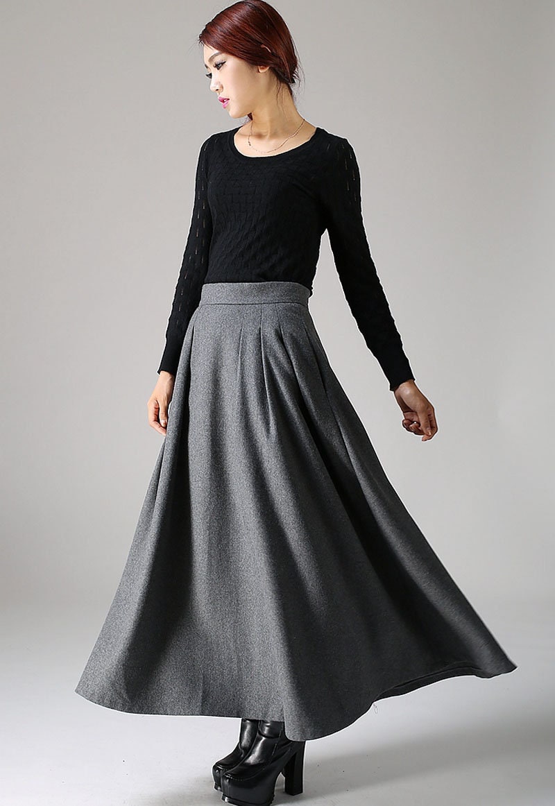 Wool Skirt, A Line Maxi Skirt, Winter Skirt Women, Long Wool