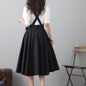 Black Pinafore Dress, Suspender Dress, Midi Dress for Women, Fit and ...