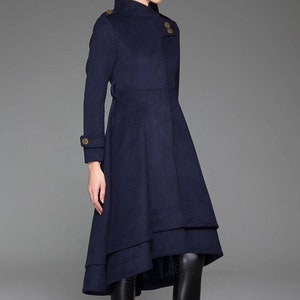 Long Wool Coat, Wool Coat Women, Green Wool Coat, Asymmetrical Coat ...