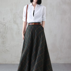 Wool Skirt, Long Wool Plaid Skirt, Tartan Wool Maxi Skirt, Vintage Inspired Swing Skirt, A Line Flared Skirt, Full Fall Winter Skirt 3102 4-Plaid 3841