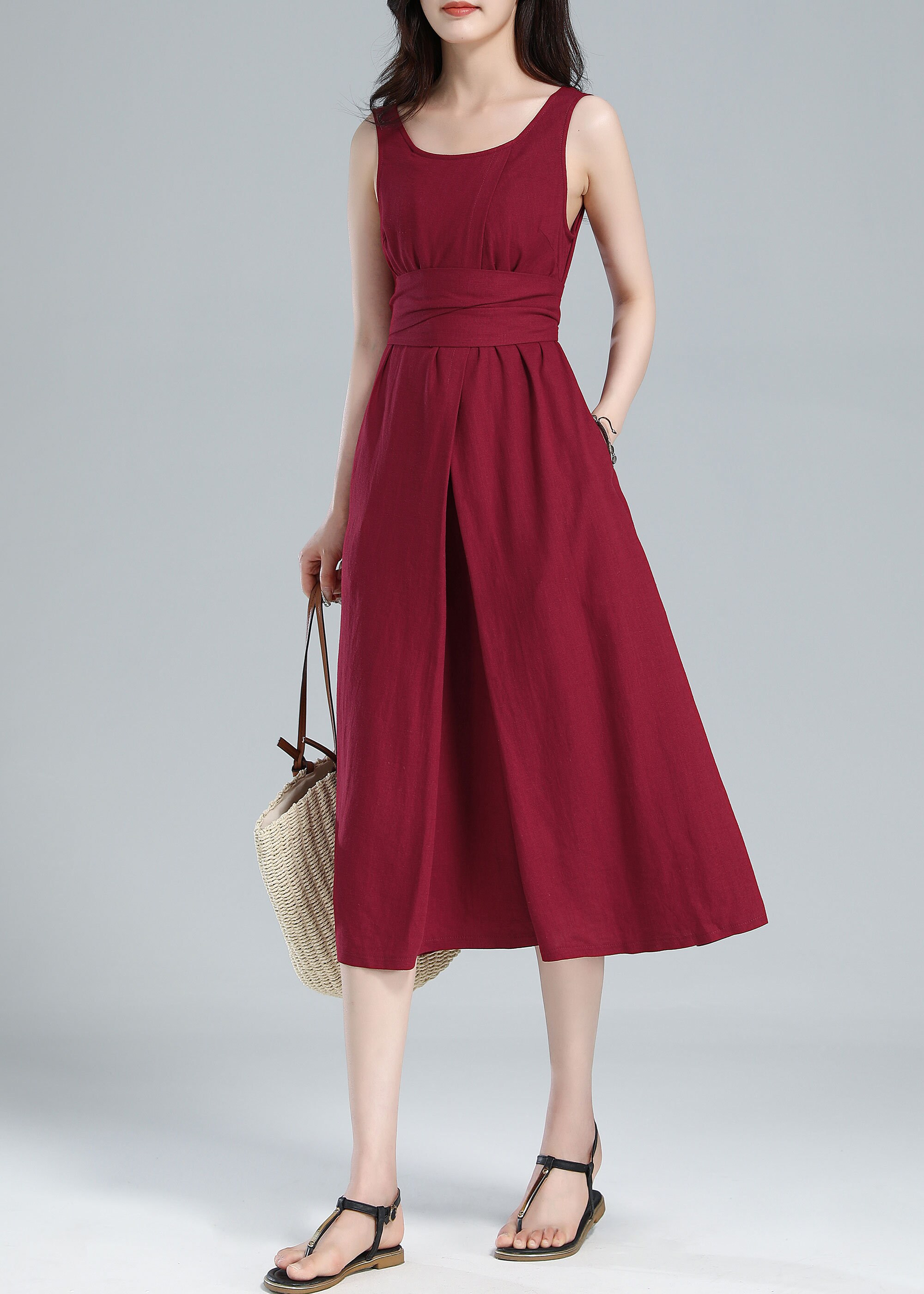 Women's Summer Linen Midi Dress 3616 Women's Summer Linen Midi Dress 3616