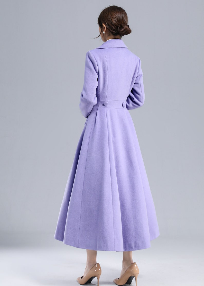 Vintage Inspired Purple Wool Coat, Long Wool Coat Women, 50s Princess Coat, Double Breasted Coat, Warm Winter Coat, Swing Fitted Coat 3232 image 5