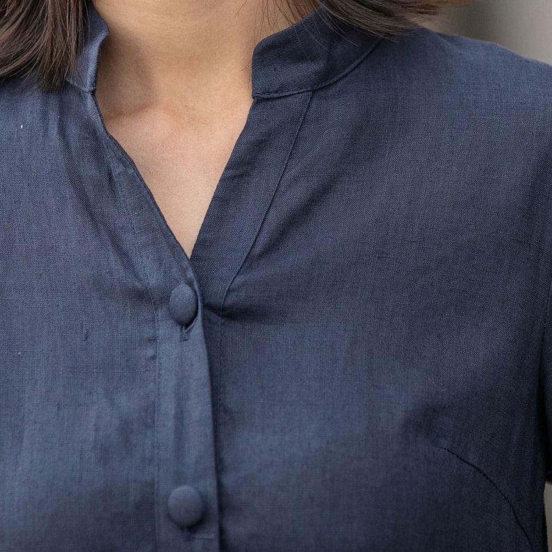 Swing Linen Shirt Dress Button Front Shirtdress With Pockets - Etsy