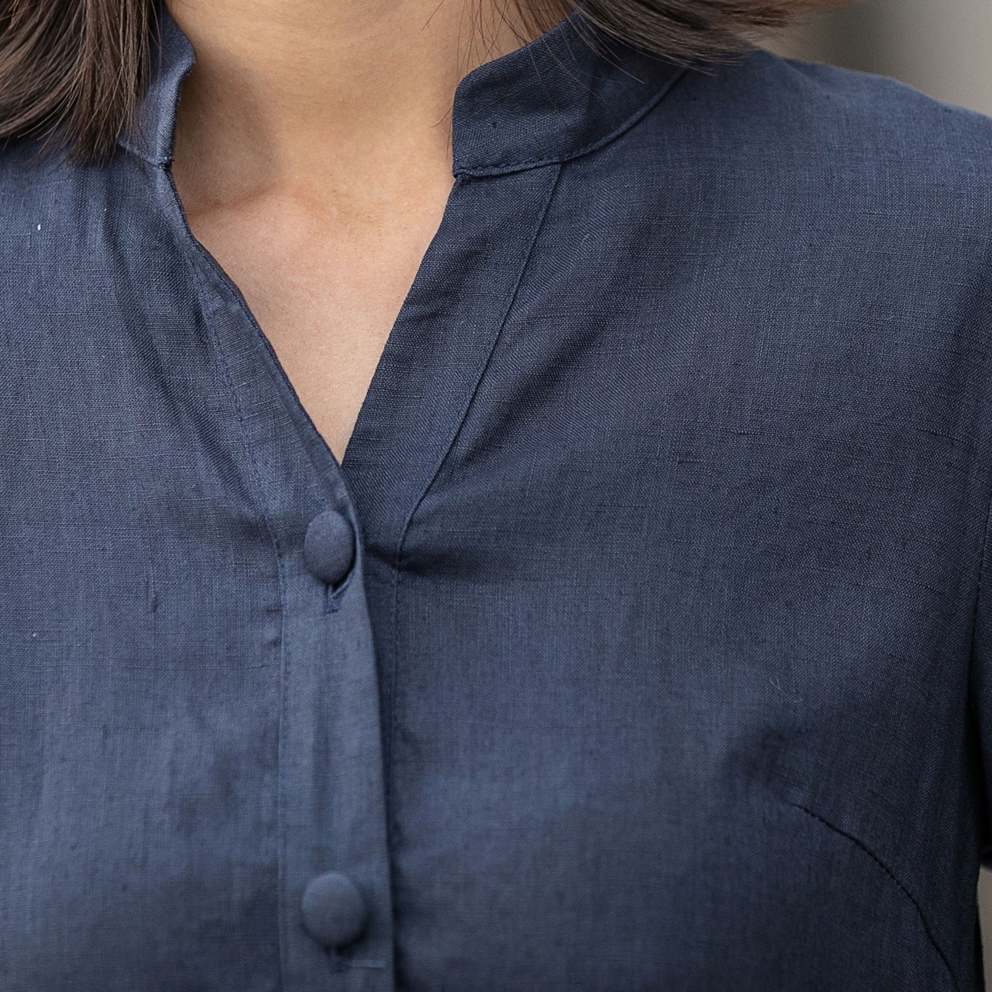 Swing Linen Shirt Dress, Button Front Shirtdress With