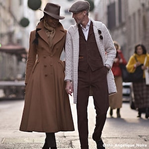 Brown Vintage inspired Winter Long wool coat 2405 Brown Vintage inspired Winter Long wool coat 2405