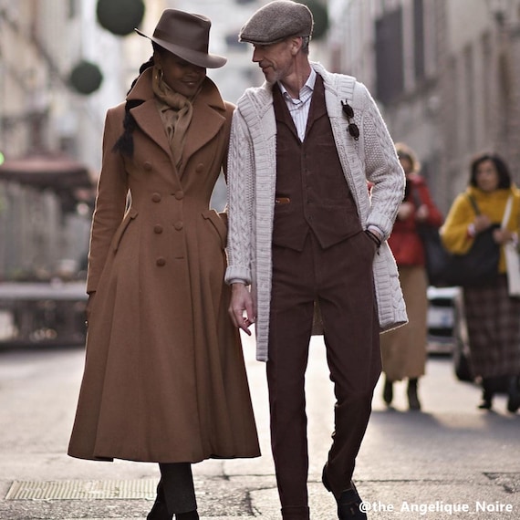 Brown Vintage inspired Winter Long wool coat 2405 Brown Vintage inspired Winter Long wool coat 2405