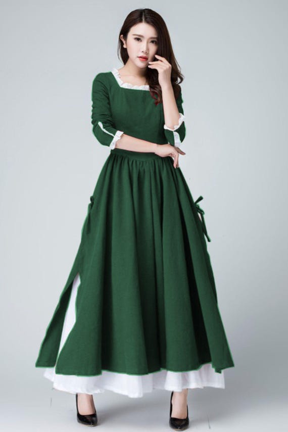 Green Linen Maxi Dress: Victorian Cottagecore Style With Tulle, Custom, Xiaolizi 6317# - Etsy Israel Green Linen Maxi Dress: Victorian Cottagecore Style With Tulle, Custom, Xiaolizi 6317# - Etsy Israel