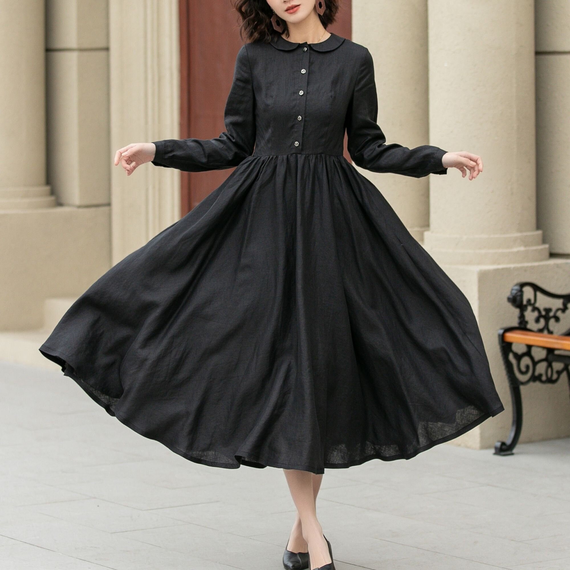 blue dress for baby girl Back In Time Long Sleeve Mini Dress Black main image 0